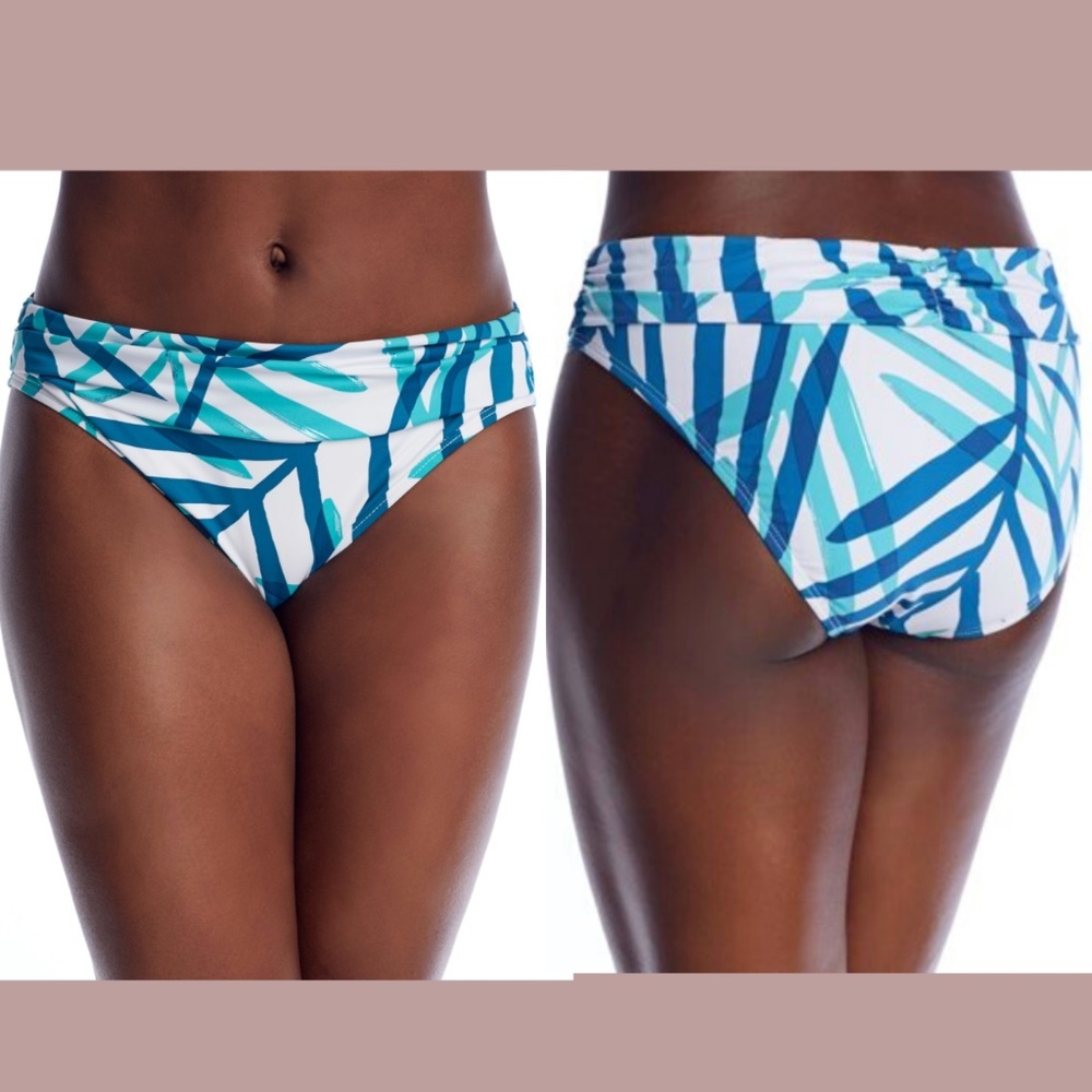 NEW La Blanca [ 10 ] Vista Mirage Banded Bikini Bottoms in‎ White